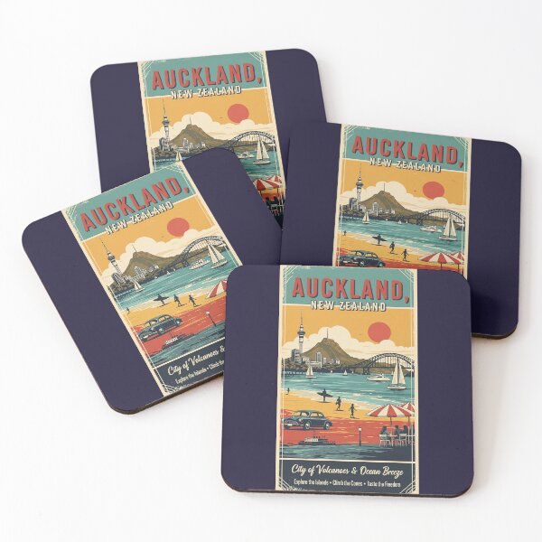 Item preview, Vintage Auckland Scenery, New Zaland, Vintage View, City of Volcanoes and Ocean Breeze, Postal stamp designed and sold by UrbanGraphixs.