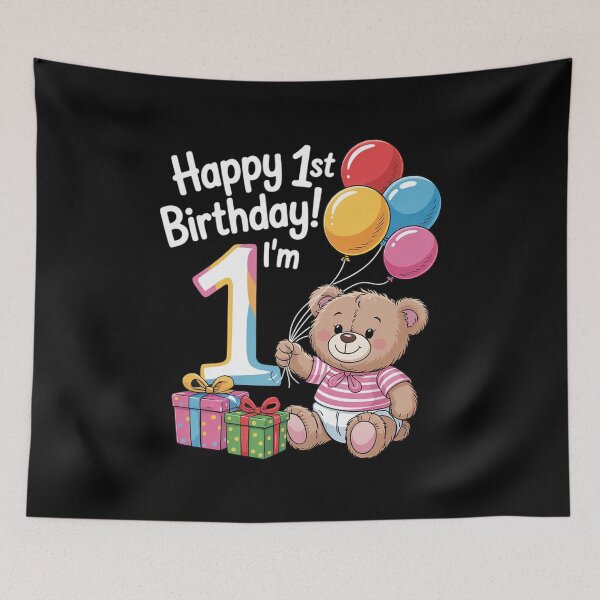 Item preview, First Birthday Teddy Bear - 1 Year Old Girl  designed and sold by NeomiStoreSS.