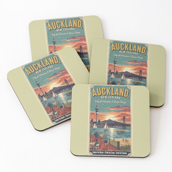 Item preview, Vintage Auckland Scenery, New Zaland, Vintage View, City of Volcanoes and Ocean Breeze, Postal stamp designed and sold by UrbanGraphixs.