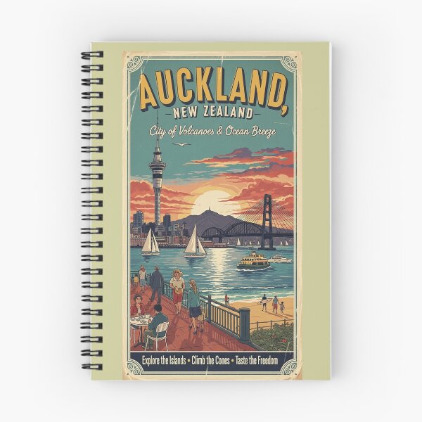 Item preview, Vintage Auckland Scenery, New Zaland, Vintage View, City of Volcanoes and Ocean Breeze, Postal stamp designed and sold by UrbanGraphixs.