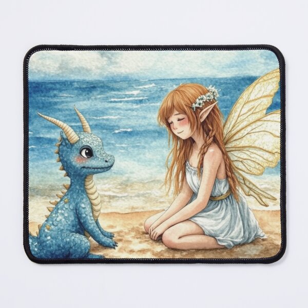 Item preview, Little dragon and fairy on the beach designed and sold by Dali RB.