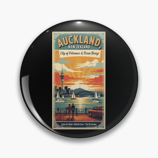 Item preview, Vintage Auckland Scenery, New Zaland, Vintage View, City of Volcanoes and Ocean Breeze, Postal stamp designed and sold by UrbanGraphixs.
