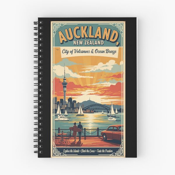 Item preview, Vintage Auckland Scenery, New Zaland, Vintage View, City of Volcanoes and Ocean Breeze, Postal stamp designed and sold by UrbanGraphixs.