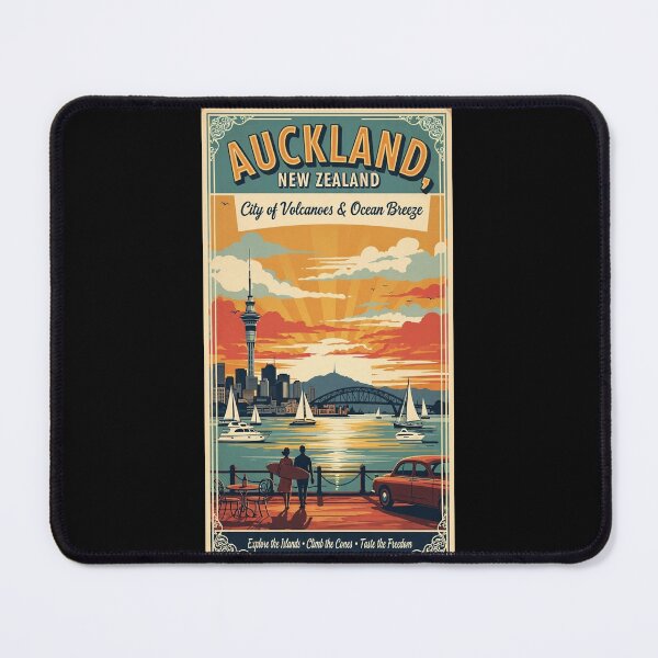 Item preview, Vintage Auckland Scenery, New Zaland, Vintage View, City of Volcanoes and Ocean Breeze, Postal stamp designed and sold by UrbanGraphixs.
