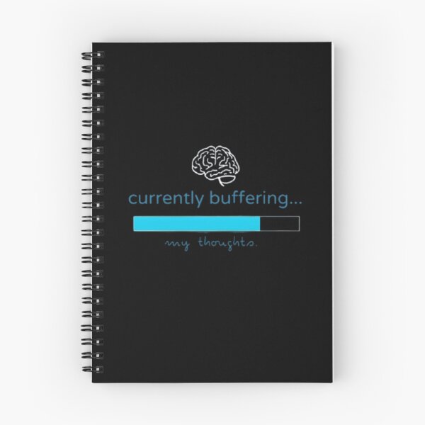Item preview, "Currently buffering... my thoughts." Visual: Loading bar halfway filled, with a brain icon above it. designed and sold by ChanduCreater28.