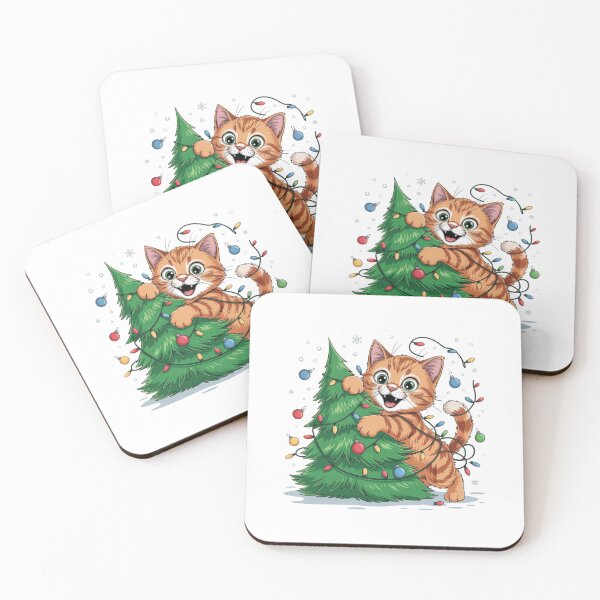Item preview, Funny Cat climbing Christmas Tree for cat lover and owners designed and sold by DOPANDA ..