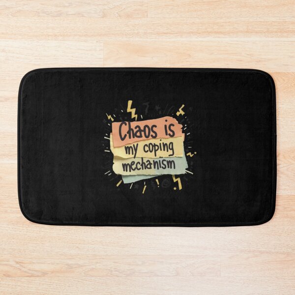 Item preview, "Chaos is my coping mechanism." Visual: Torn sticky notes, lightning bolts, and doodles flying around. designed and sold by ChanduCreater28.