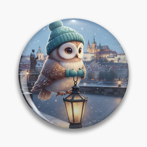 Item preview, Kawaii Owl Charles Bridge Blue Hour • Christmas Prague  designed and sold by FixwellStudio.
