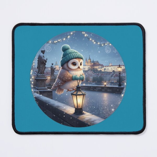 Item preview, Kawaii Owl Charles Bridge Blue Hour • Christmas Prague  designed and sold by FixwellStudio.