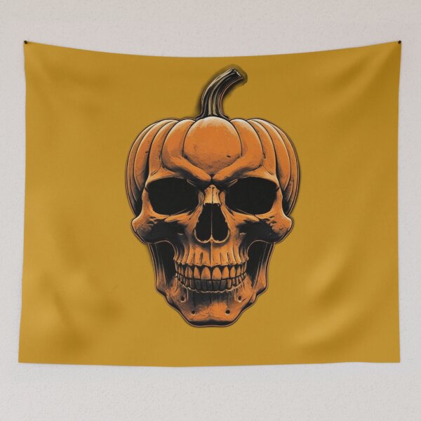 Item preview, Pumpkin skull – dark and stylish Halloween fusion designed and sold by LoomisDreams.