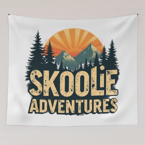 Item preview, Skoolie Adventures, Retro Mountain Sunset, Van Life designed and sold by rustyroofco.