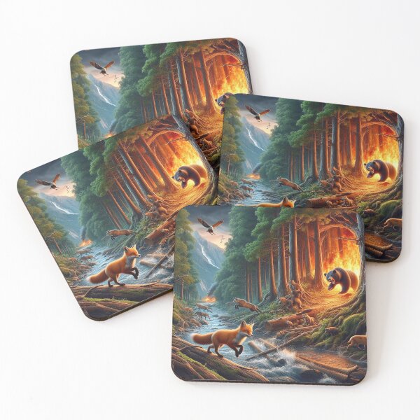 Item preview, Forest Escape: Foxes Fleeing the Fire designed and sold by kathleensay.