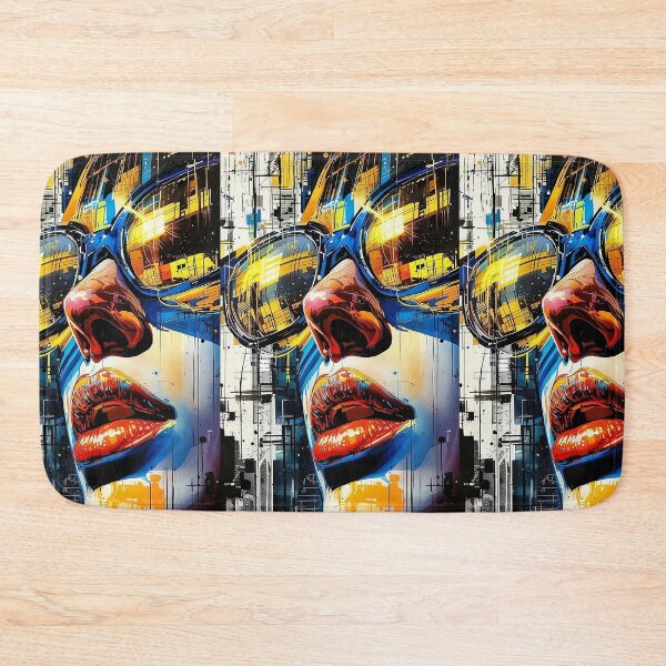 Item preview, Cyberpunk Portrait with Reflective Blue Glasses and Metallic Lips designed and sold by Pro AguiZoul Art.
