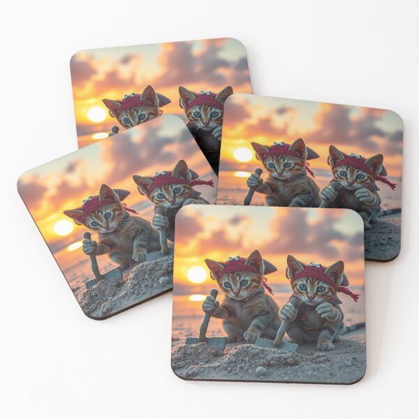 Item preview, Pirate Kittens Digging Treasure at Sunset designed and sold by kathleensay.