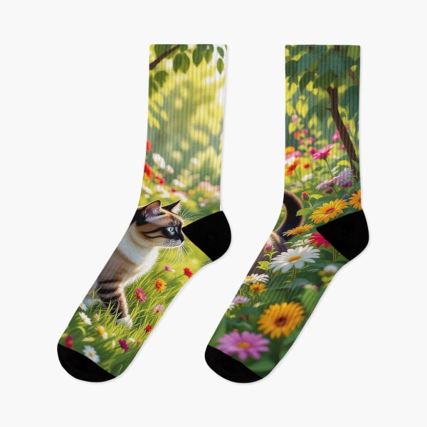 Item preview, Twin Cats in Blooming Flower Meadow designed and sold by kathleensay.