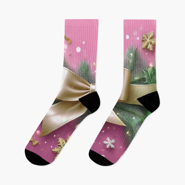 Item preview, Holiday bow, gold ribbon gift bow, pink background,  golden bow holiday season gift, hollyberry,  snowflakes,  blush pink artwork  designed and sold by navitalidesign.