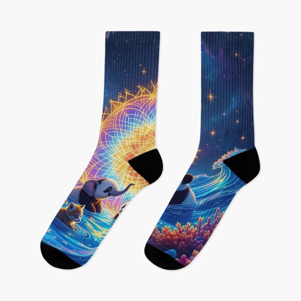 Item preview, Cosmic Pandas and Elephant in Mandala Waves designed and sold by kathleensay.