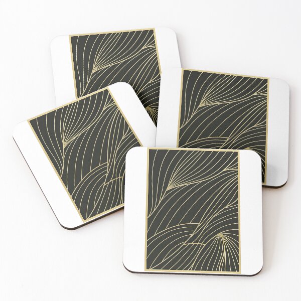 Item preview, Elegant Gold Line Abstract on Black designed and sold by ArtfulWeave.