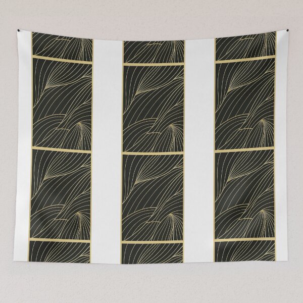 Item preview, Elegant Gold Line Abstract on Black designed and sold by ArtfulWeave.