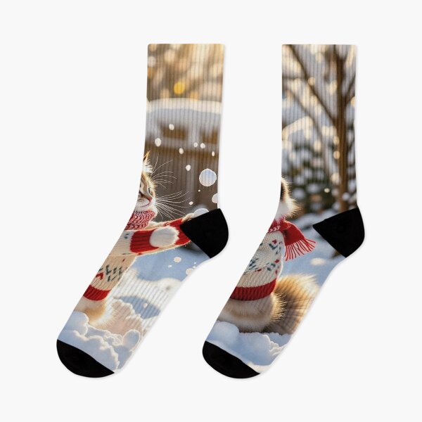 Item preview, Cats Playing Snowball Fight in Winter Wonderland designed and sold by kathleensay.