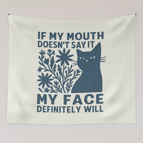 Item preview, If My Mouth Doesn't Say It My Face Cat Wildflowers Vintage designed and sold by SunfullyYours.