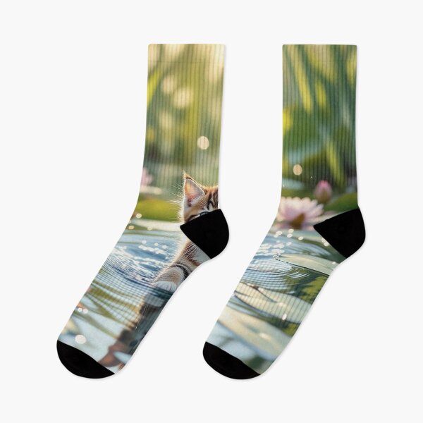 Item preview, Kitten Among Water Lilies in Sunlight designed and sold by kathleensay.