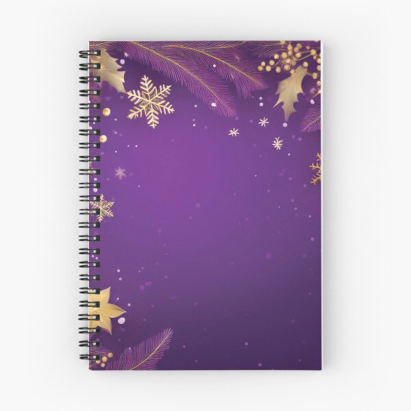 Item preview, Royal purple and gold holiday season holly berry leaves berries,  fur tree twigs, glitter snowflakes  designed and sold by navitalidesign.