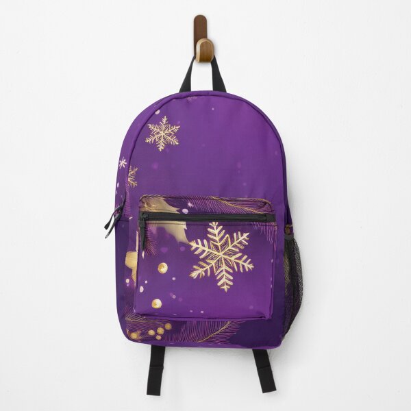 Item preview, Royal purple and gold holiday season holly berry leaves berries, fur tree twigs, glitter snowflakes designed and sold by navitalidesign.