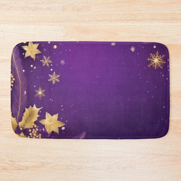 Item preview, Royal purple and gold holiday season holly berry leaves berries,  fur tree twigs, glitter snowflakes  designed and sold by navitalidesign.