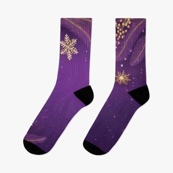 Item preview, Royal purple and gold holiday season holly berry leaves berries,  fur tree twigs, glitter snowflakes  designed and sold by navitalidesign.