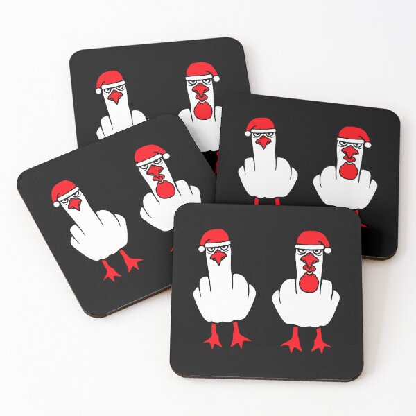 Item preview, 2 Seagull Friends Grumpy Santa Hat Middle Finger Christmas designed and sold by shirt-o-mat.