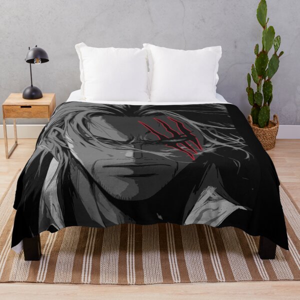 Item preview, Shanks Grayscale Portrait with Red Scar Highlight – Minimalist One Piece Art designed and sold by T-Chou.