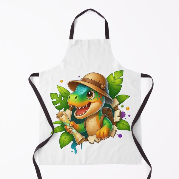 Item preview, Explorer Dinosaur with Map and Jungle Leaves designed and sold by ArtfulWeave.