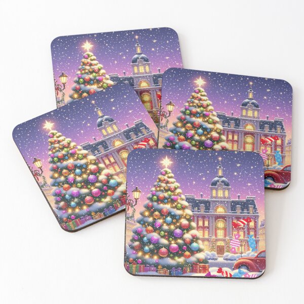 Item preview, Christmas City Scene – Cozy Winter Town Illustration with Christmas Trees and Lights designed and sold by Sugar Wisdom .