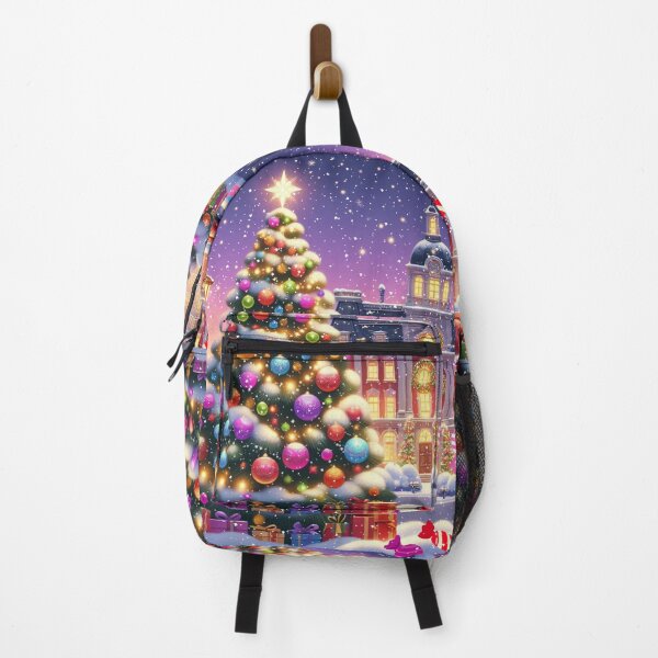 Item preview, Christmas City Scene – Cozy Winter Town Illustration with Christmas Trees and Lights designed and sold by Sugar Wisdom .
