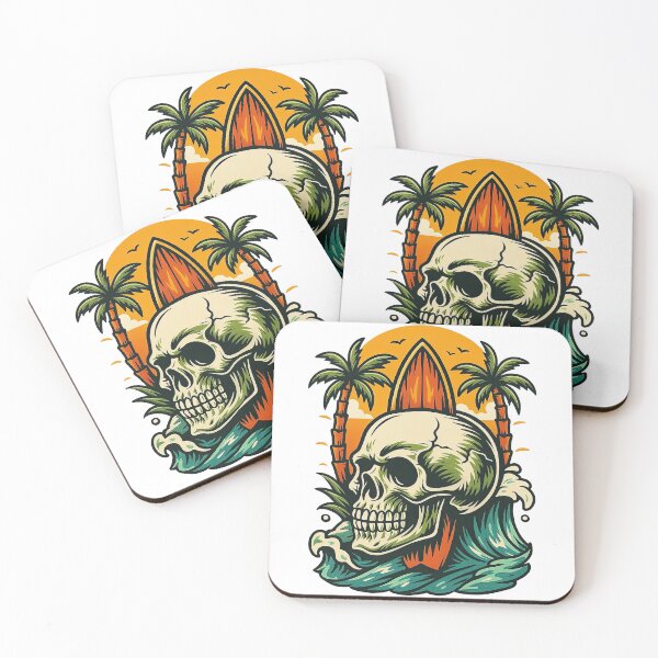 Item preview, Surf Skull with Palms and Waves designed and sold by ArtfulWeave.