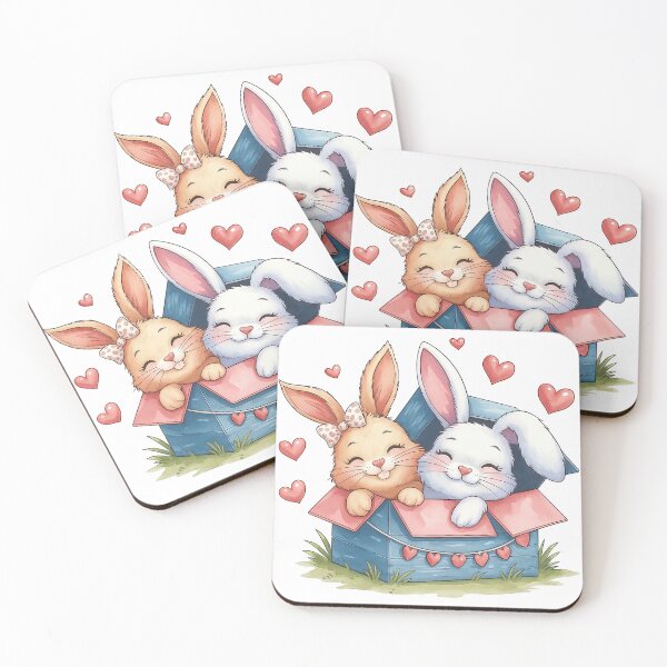 Item preview, Cute Bunny Couple in Love Box designed and sold by ArtfulWeave.