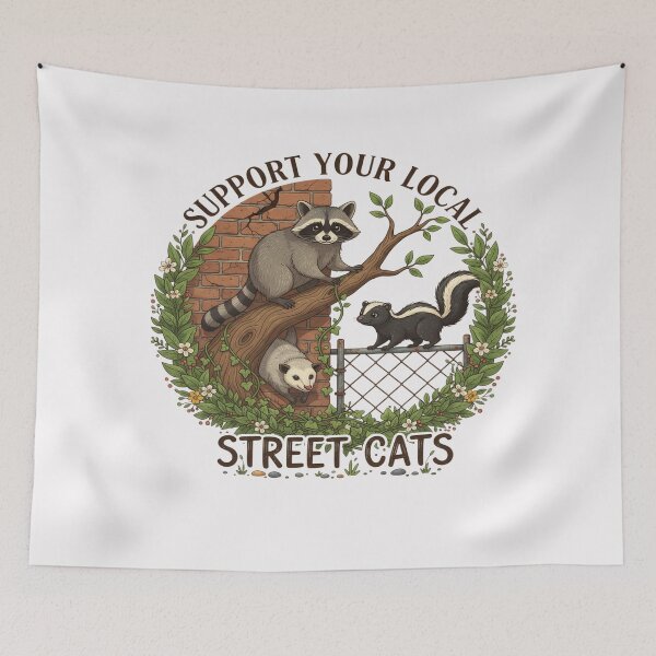 Item preview, Support Your Local Street Cats: Whimsical Urban Wildlife T-Shirt designed and sold by nhstaruna.