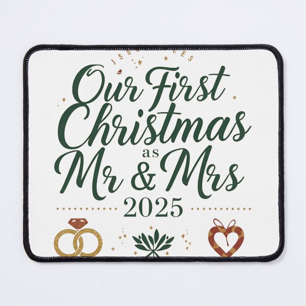 Item preview, Our First Christmas As Mr & Mrs 2025 T‑Shirt | Newlywed Matching Couple Xmas Tee for Honeymooners, Married First Christmas, Holiday Photos designed and sold by GAIDREDA.