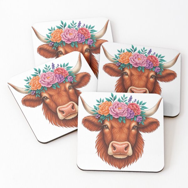 Item preview, Highland Cow with Floral Crown designed and sold by ArtfulWeave.