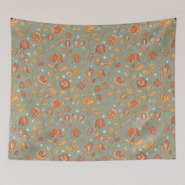 Item preview, Copper Meadow – Whimsical Floral & Butterfly Seamless Pattern designed and sold by HolmeProud.