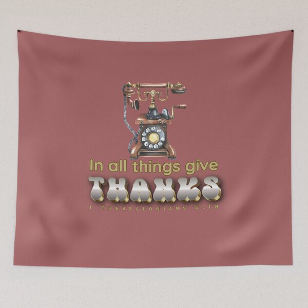 Item preview, Whimsical Vintage Telephone- Attitude of Gratitude – In All Things Give Thanks | Vintage Christian Faith Design designed and sold by AmenAlways.