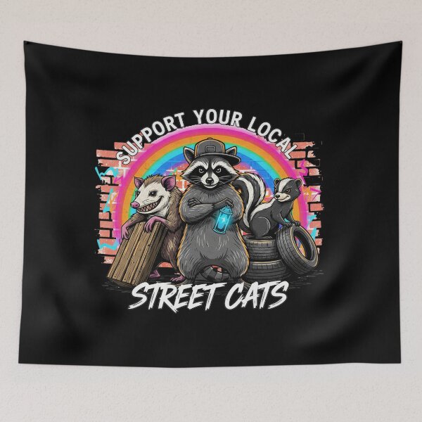 Item preview, Urban Crew: Street Art Raccoon Opossum Skunk Graphic T-Shirt designed and sold by nhstaruna.