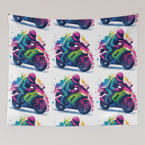 Item preview, Neon Motorcycle Rider Art designed and sold by ArtfulWeave.