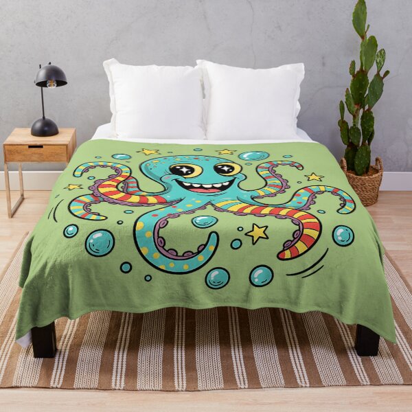 Item preview, Colorful Cartoon Octopus with Bubbles and Stars designed and sold by AwesomeBeyondLimits.