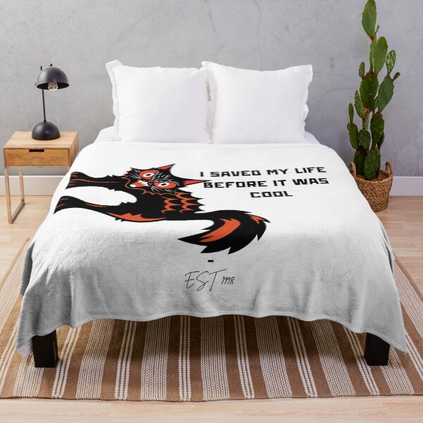 Item preview, I Saved My Life Before It Was Cool – Funny Furious Cat & 90s Tech Pun T-Shirt, Sticker, Mug Design & more designed and sold by LOLbySA.