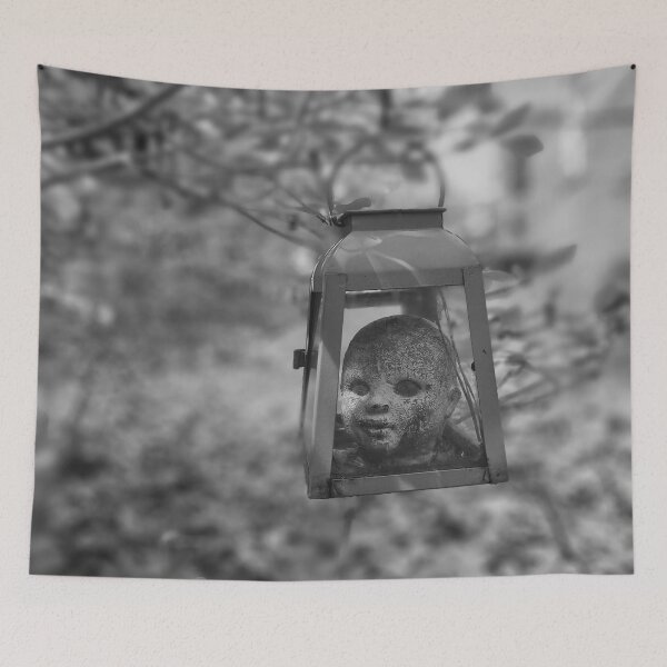 Item preview, Creepy Baby Doll Head in Lantern Art - Dark Surreal Gothic Horror Decor designed and sold by Craig Kauzmann.