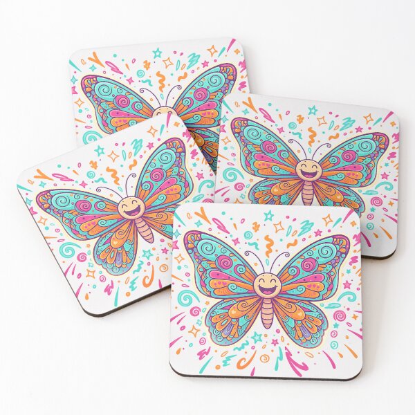 Item preview, Smiling Butterfly with Colorful Swirls and Confetti designed and sold by AwesomeBeyondLimits.