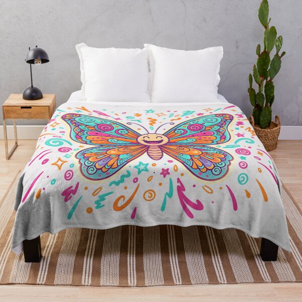 Item preview, Smiling Butterfly with Colorful Swirls and Confetti designed and sold by AwesomeBeyondLimits.