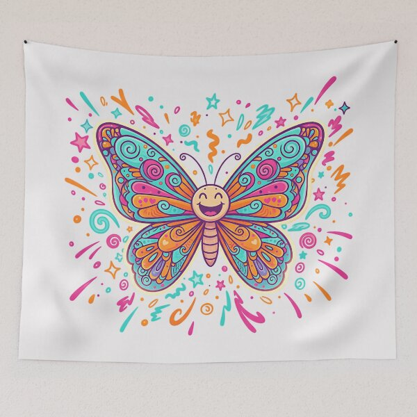 Item preview, Smiling Butterfly with Colorful Swirls and Confetti designed and sold by AwesomeBeyondLimits.